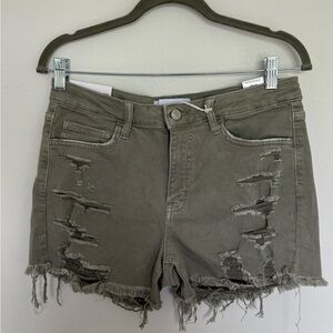 Vervet Holly Mid-Rise Distressed Denim Shorts - Size L